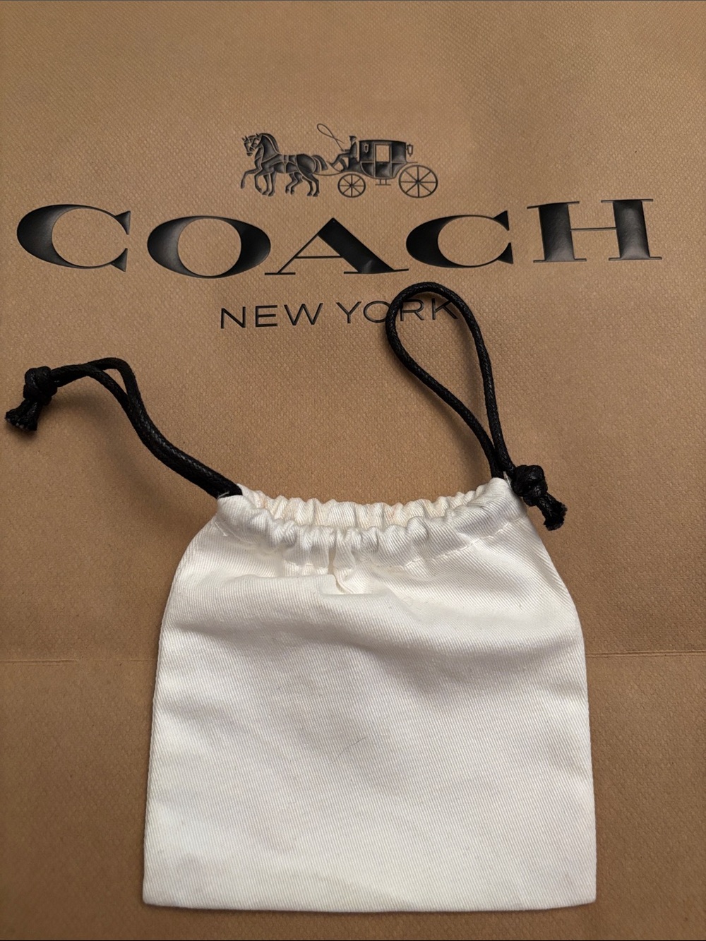 Coach White Drawstring Pouch Set with Black Logo - Picture 3 of 7